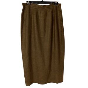 Vintage Ducci‎ Brown Linen Pencil Skirt Fully Lined - Women's Size 14